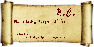 Malitsky Ciprián névjegykártya